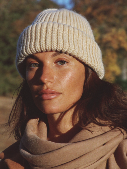 Chunky ribbed oat wool beanie