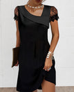 Noira Lace Sleeve Asymmetric Neck Mini Dress