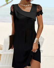 Noira Lace Sleeve Asymmetric Neck Mini Dress