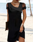 Noira Lace Sleeve Asymmetric Neck Mini Dress