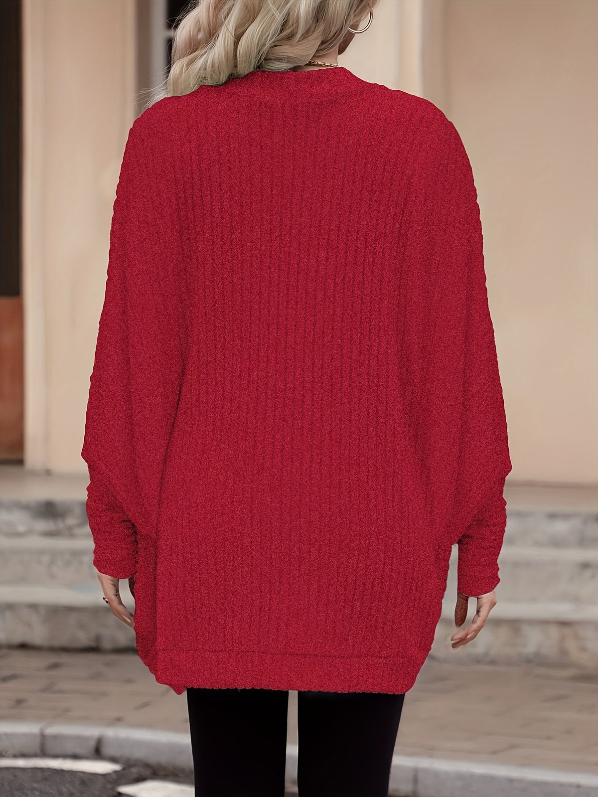 Women's Open Front Cardigan, Ribbed Knit Layering Cardigan