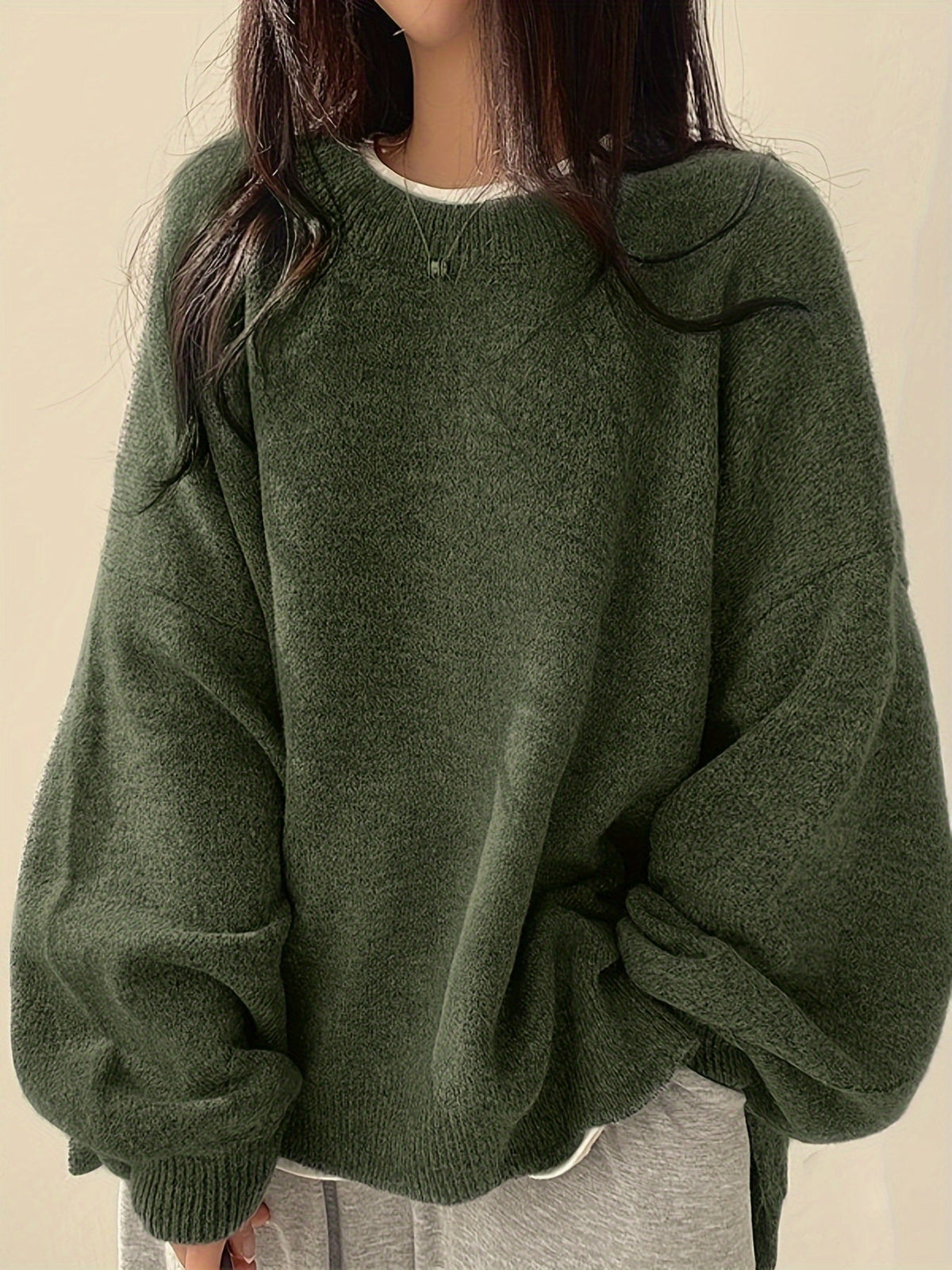 Women's Drop Shoulder Sweater, Relaxed Knit Pullover, S-2XL