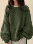 Women's Drop Shoulder Sweater, Relaxed Knit Pullover, S-2XL