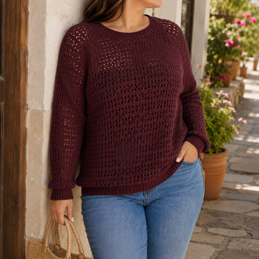 Cable Knit Cut Out Pullover Sweater