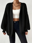 Women's Chunky Knit Cardigan, Relaxed Open Front, S-2XL