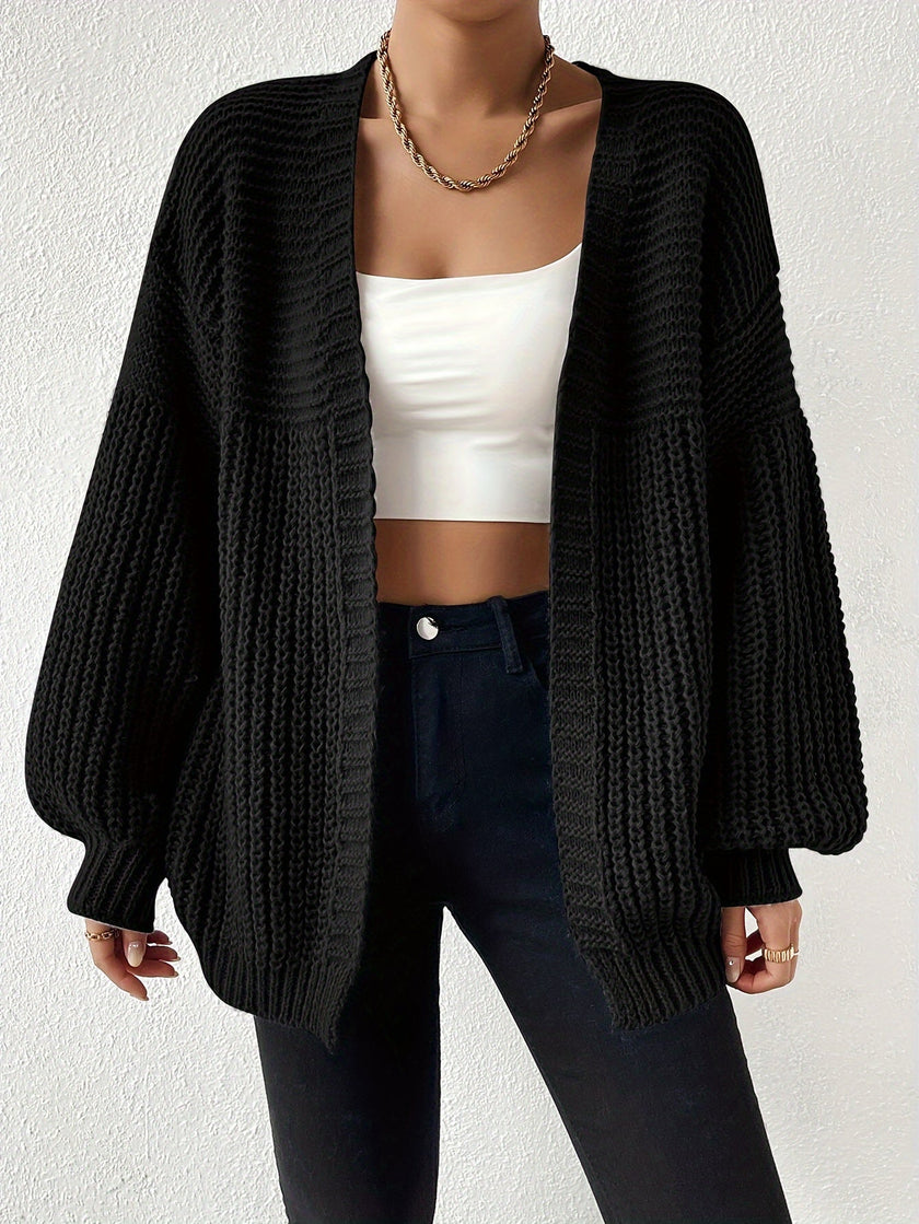 Women's Chunky Knit Cardigan, Relaxed Open Front, S-2XL