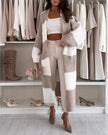 Checkerboard Chunky Knit Cardigan