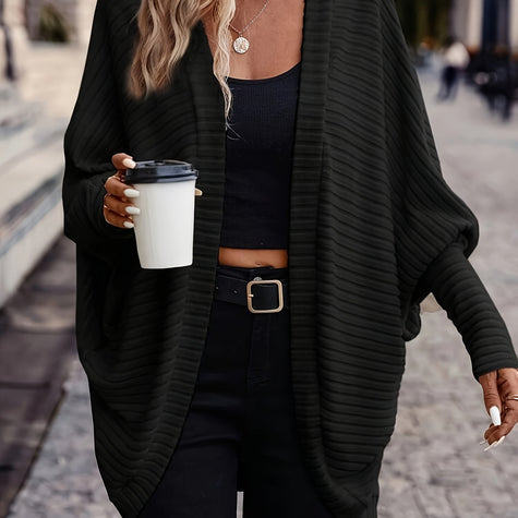 Women's open front ribbed cardigan
