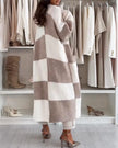 Checkerboard Chunky Knit Cardigan