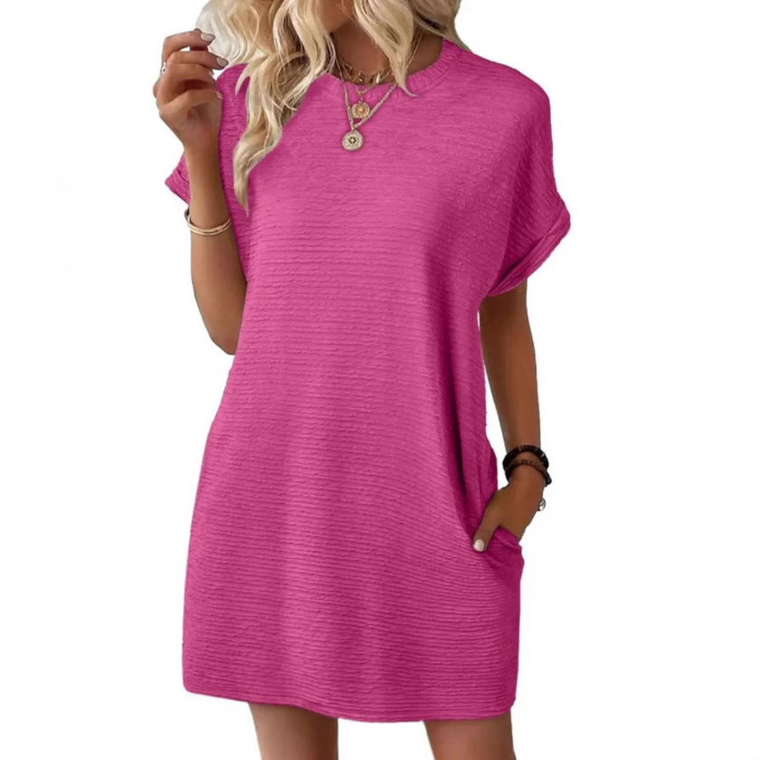 Maggie Short Sleeve T Shirt Dress with Pockets
