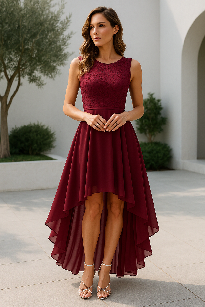 Women's Wedding Guest Dress, High Low Sleeveless Party Dress, XS-3XL