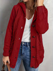 Women's Hooded Cardigan, Plush Lined Button Front Cardigan with Pockets, S-L