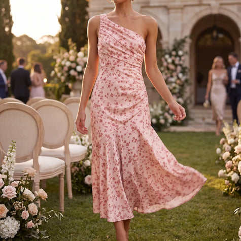 Floral One Shoulder Maxi Dress