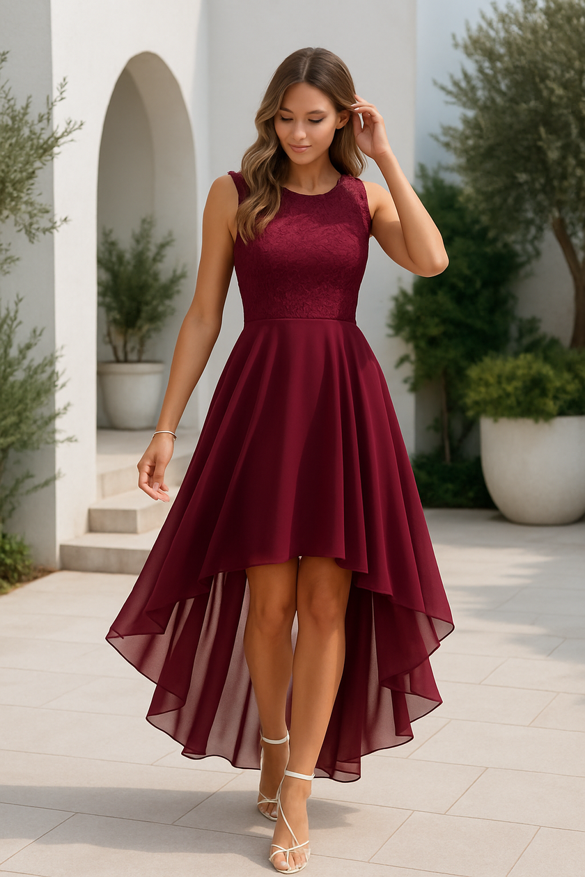 Women's Wedding Guest Dress, High Low Sleeveless Party Dress, XS-3XL