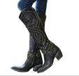 Riloh Knee High Boots Pointed Toe Block Heel