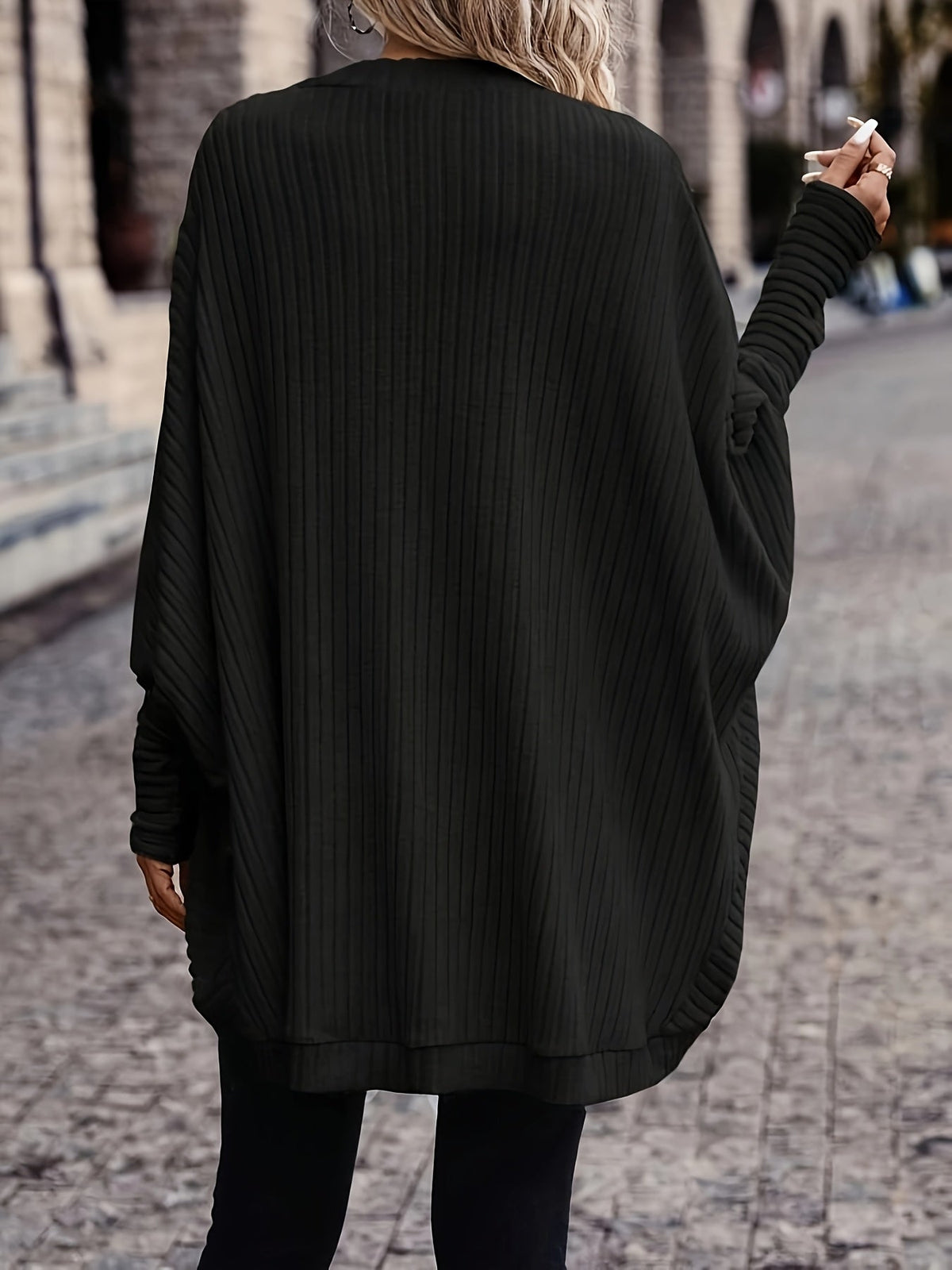 Women's Open Front Cardigan, Ribbed Knit Layering Cardigan
