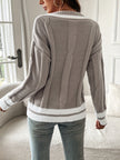 Women's V Neck Sweater, Relaxed Longline Knit Pullover, S-XL