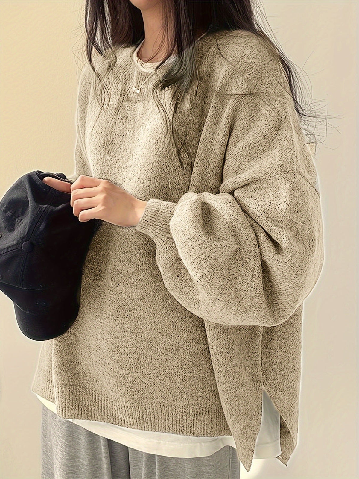 Women's Drop Shoulder Sweater, Relaxed Knit Pullover, S-2XL