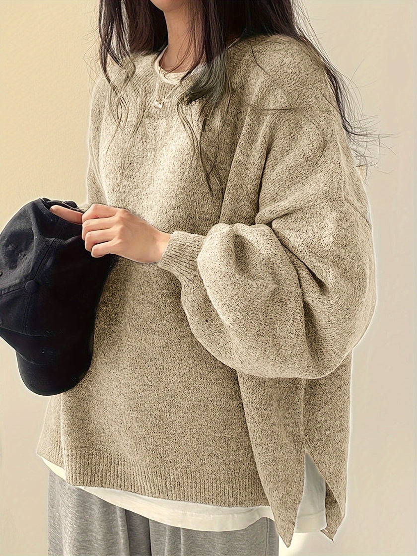 Women's Drop Shoulder Sweater, Relaxed Knit Pullover, S-2XL