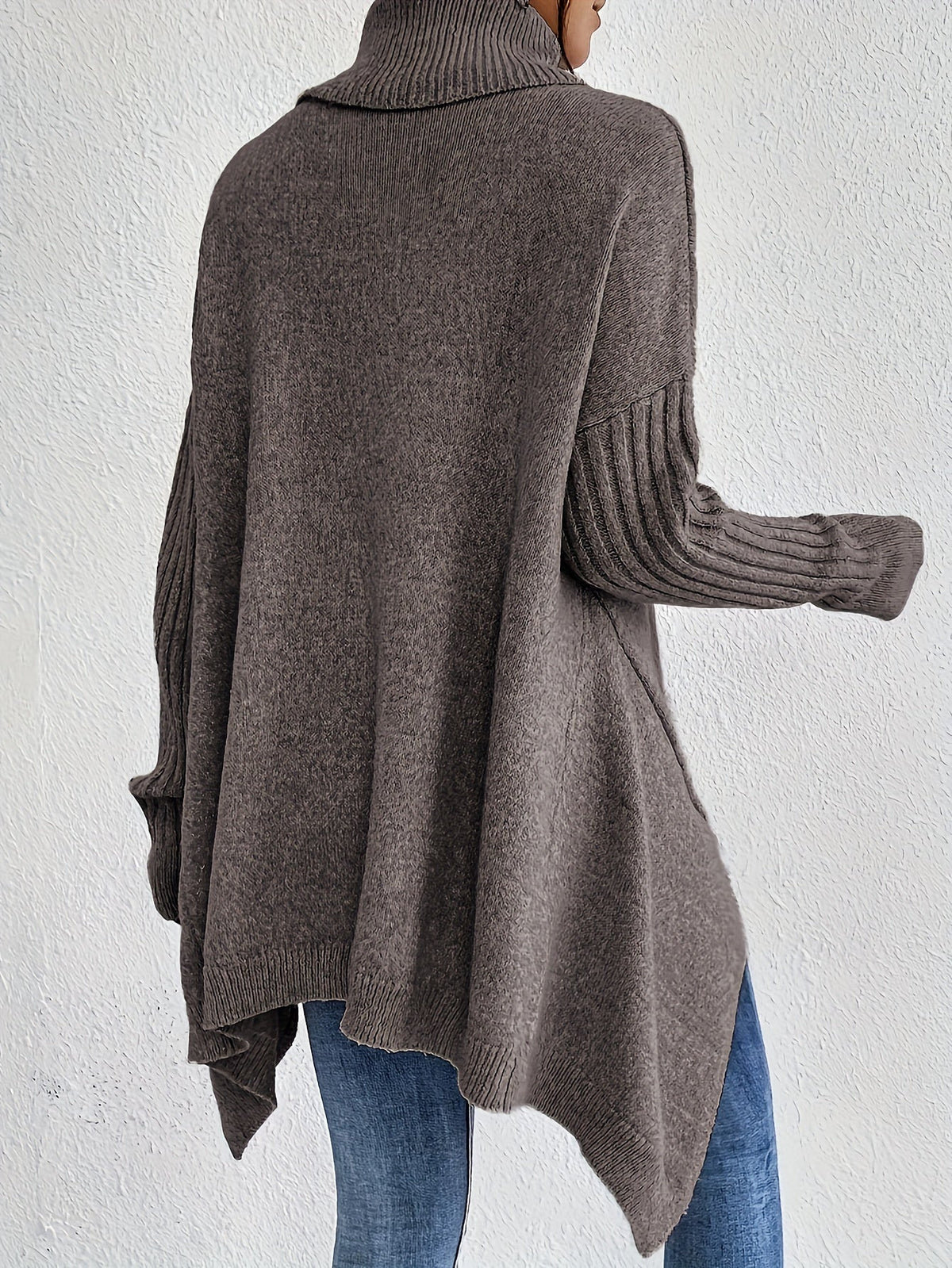 Women's Turtleneck Sweater, Relaxed High Neck Knit, S-2XL