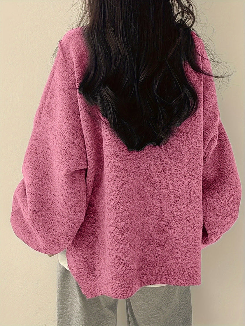 Women's Drop Shoulder Sweater, Relaxed Knit Pullover, S-2XL