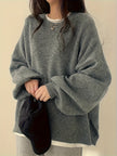 Women's Drop Shoulder Sweater, Relaxed Knit Pullover, S-2XL