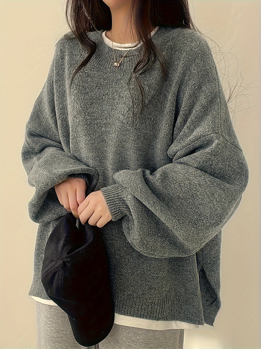 Women's Drop Shoulder Sweater, Relaxed Knit Pullover, S-2XL
