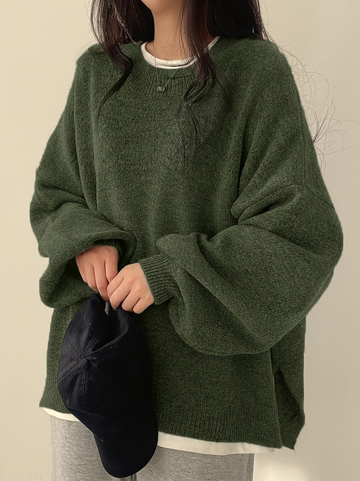 Women's Drop Shoulder Sweater, Relaxed Knit Pullover, S-2XL