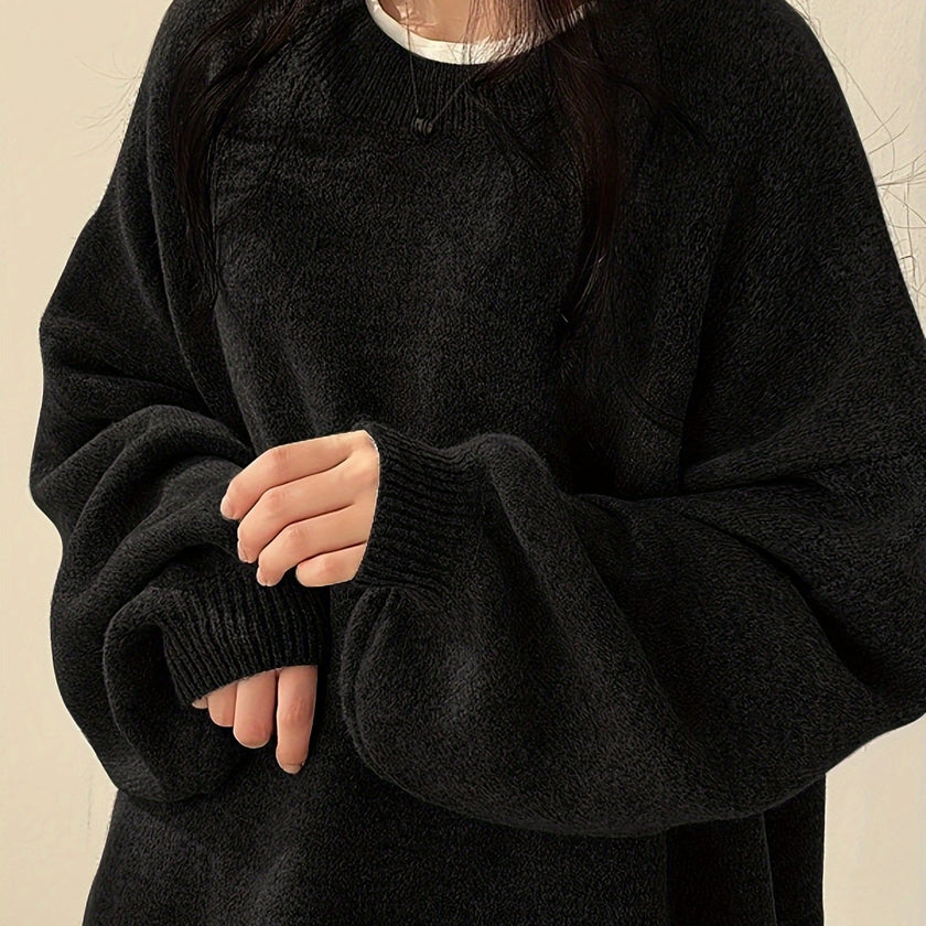 Women's Drop Shoulder Sweater, Relaxed Knit Pullover, S-2XL