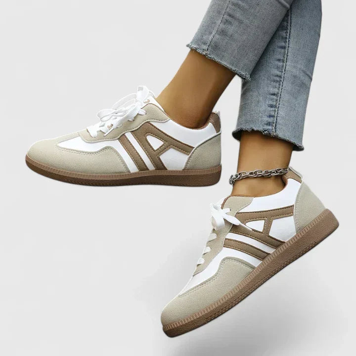Piper Retro Colorblock Low Top Sneakers in Khaki