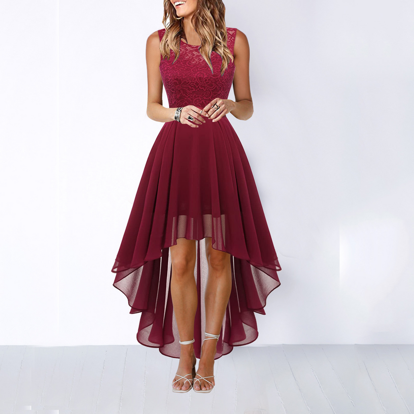 Women's Wedding Guest Dress, High Low Sleeveless Party Dress, XS-3XL