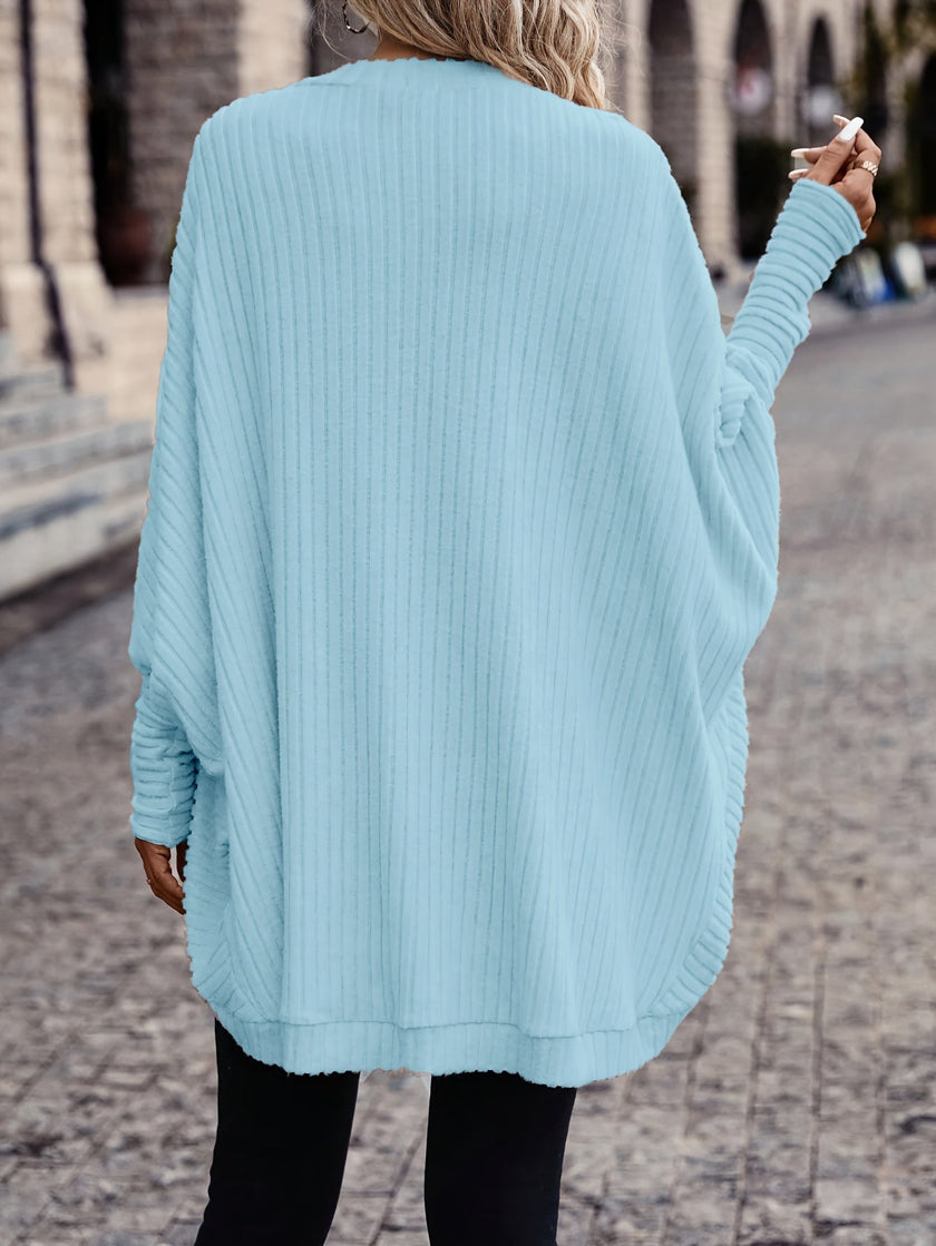 Women's Open Front Cardigan, Ribbed Knit Layering Cardigan