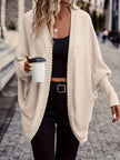 Women's Open Front Cardigan, Ribbed Knit Layering Cardigan