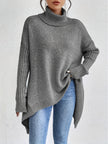 Women's Turtleneck Sweater, Relaxed High Neck Knit, S-2XL