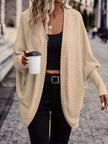 Women's Open Front Cardigan, Ribbed Knit Layering Cardigan
