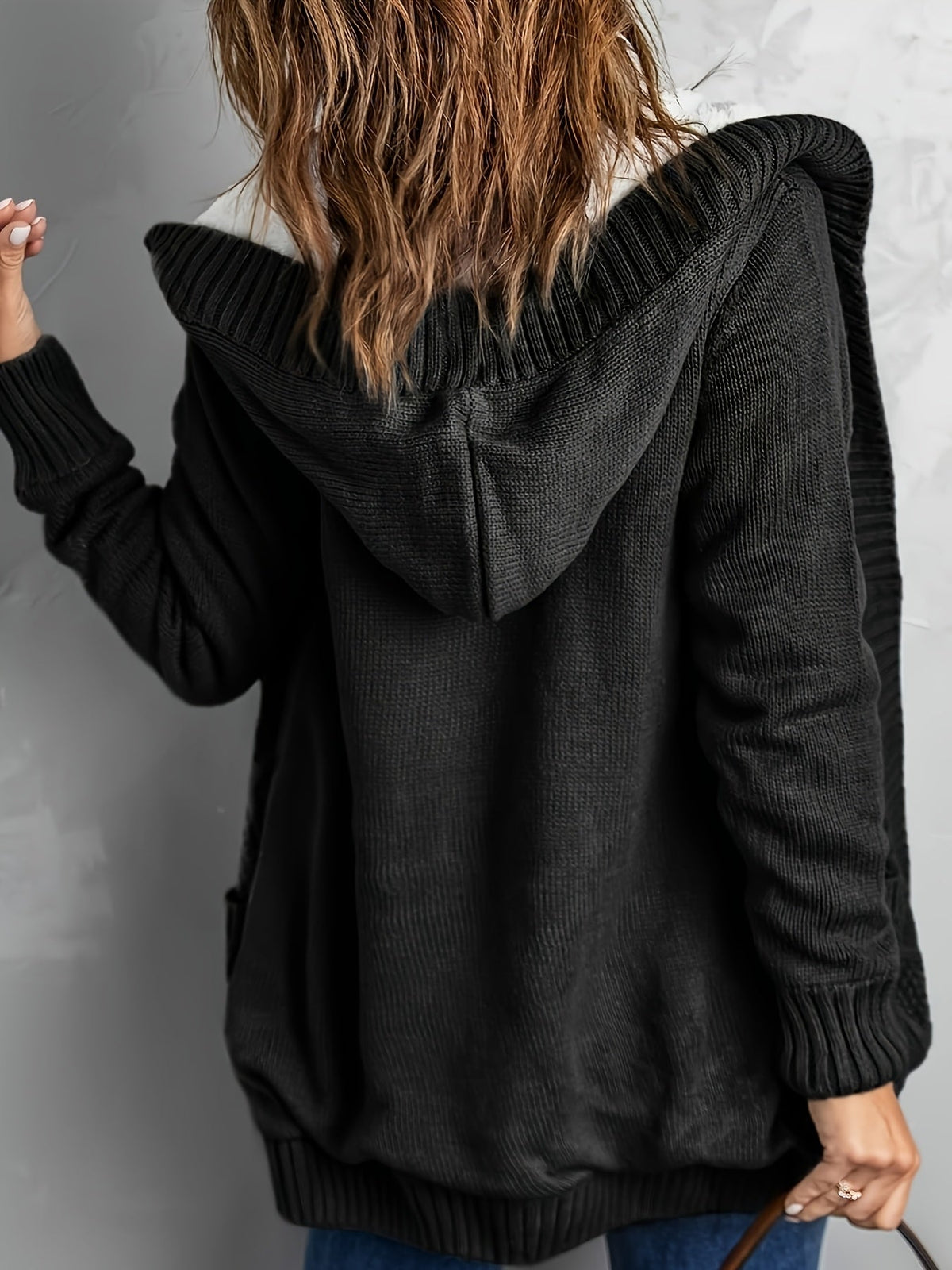 Women's Hooded Cardigan, Plush Lined Button Front Cardigan with Pockets, S-L