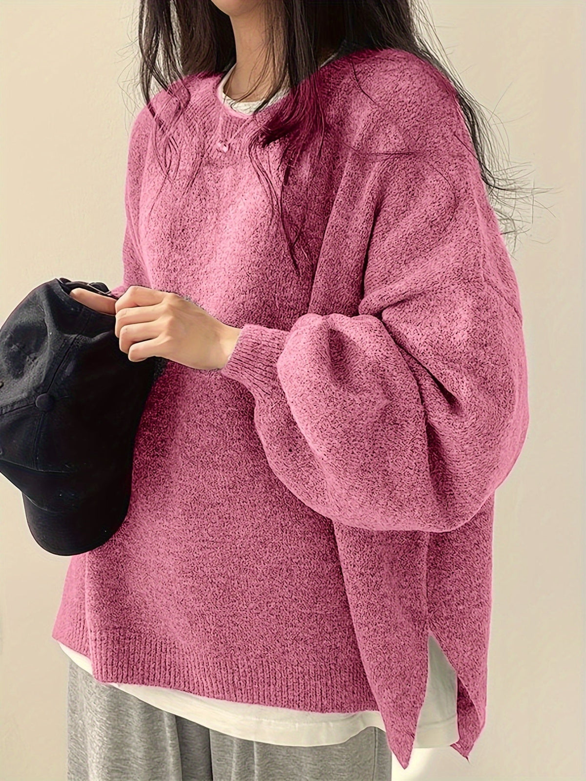 Women's Drop Shoulder Sweater, Relaxed Knit Pullover, S-2XL