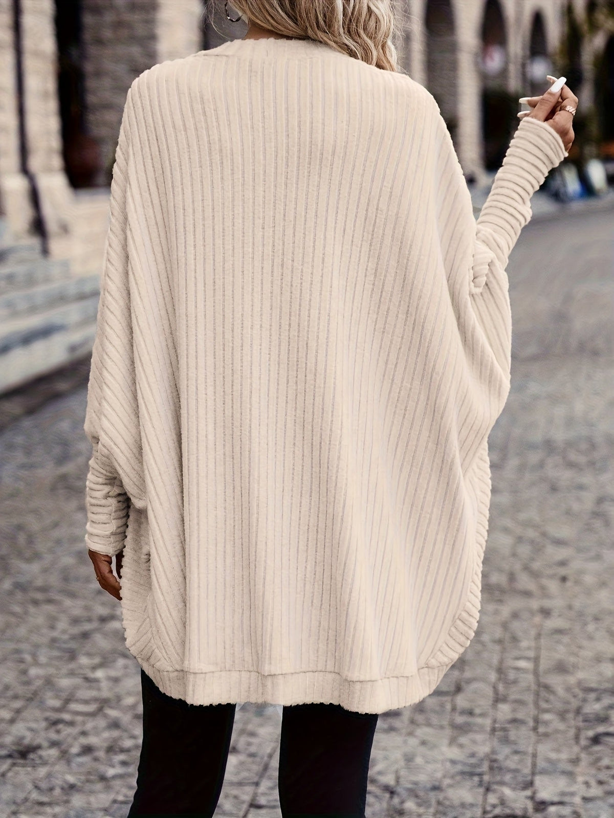 Women's Open Front Cardigan, Ribbed Knit Layering Cardigan
