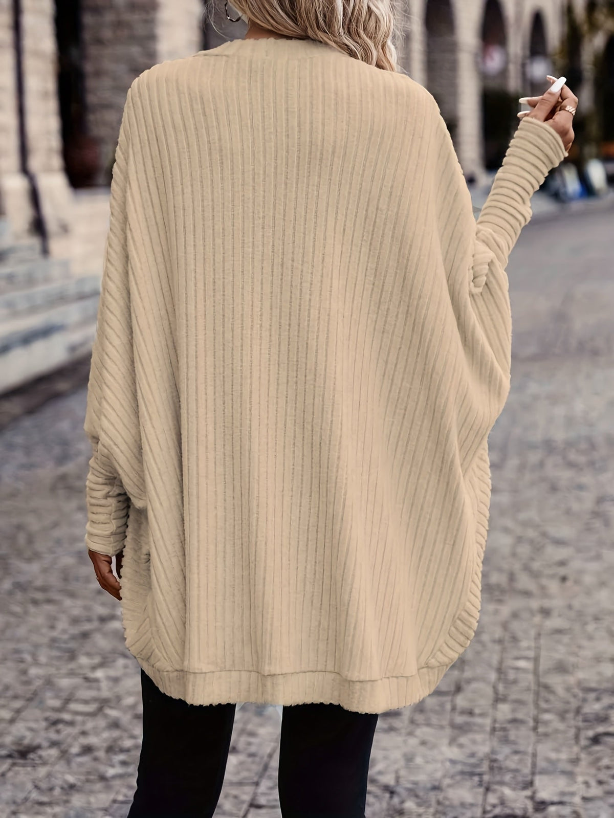 Women's Open Front Cardigan, Ribbed Knit Layering Cardigan
