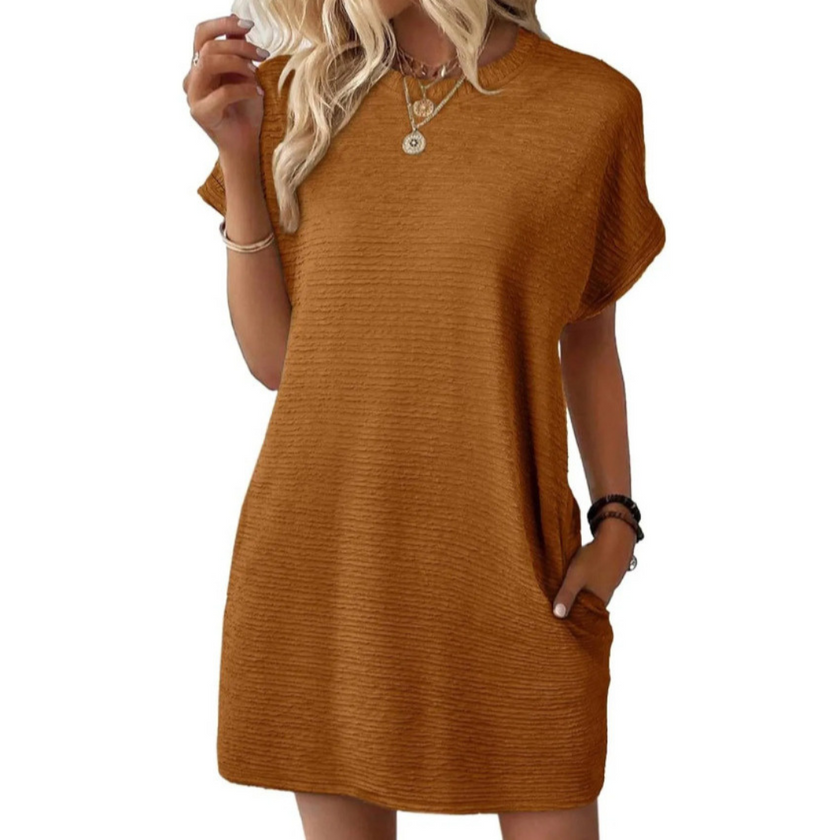 Maggie Short Sleeve T Shirt Dress with Pockets