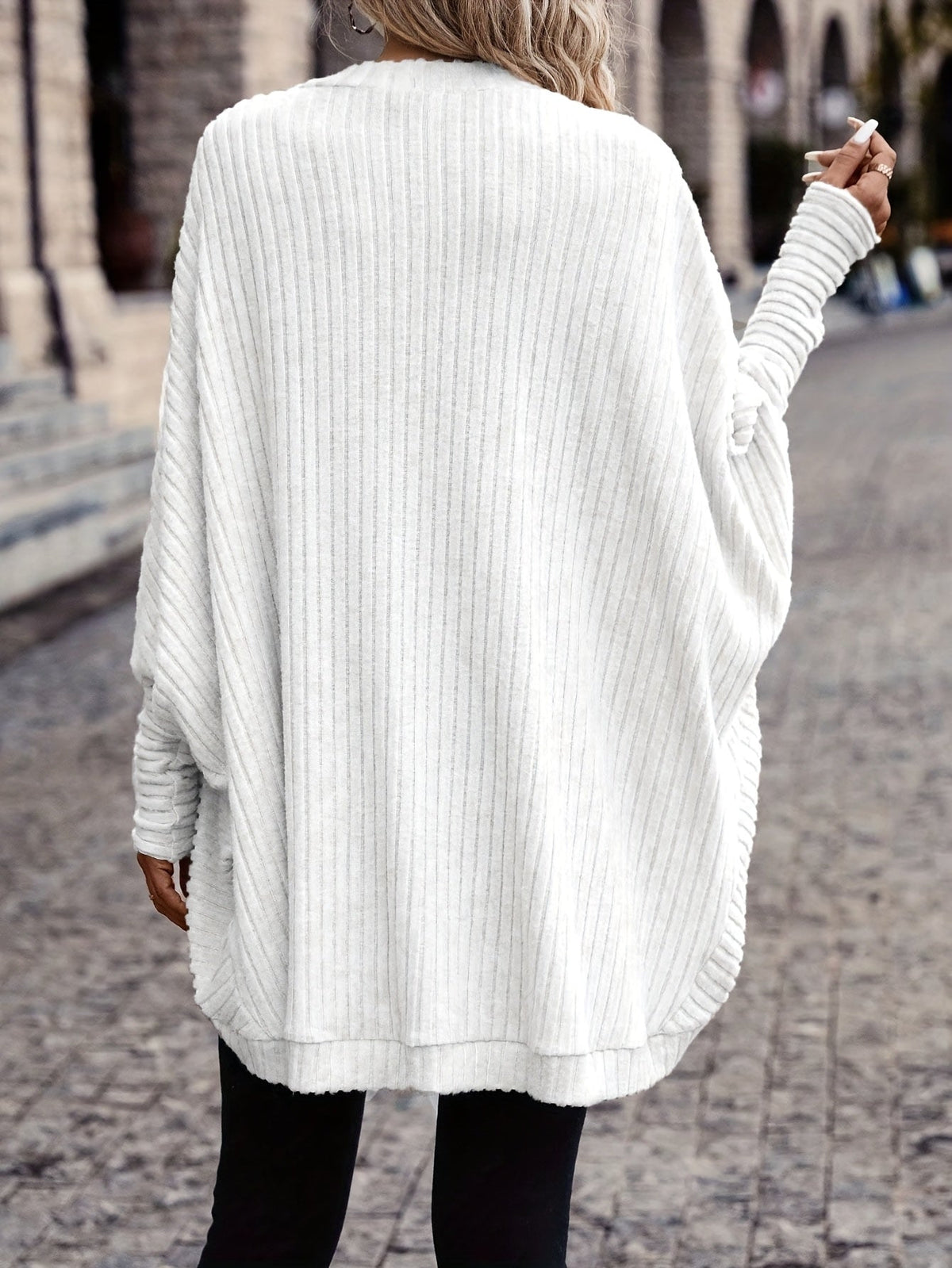 Women's Open Front Cardigan, Ribbed Knit Layering Cardigan