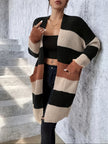 Women's Longline Cardigan, Colorblock Knit Duster, S-2XL