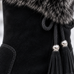 black fur boots for women, fleece lined mid calf winter boots