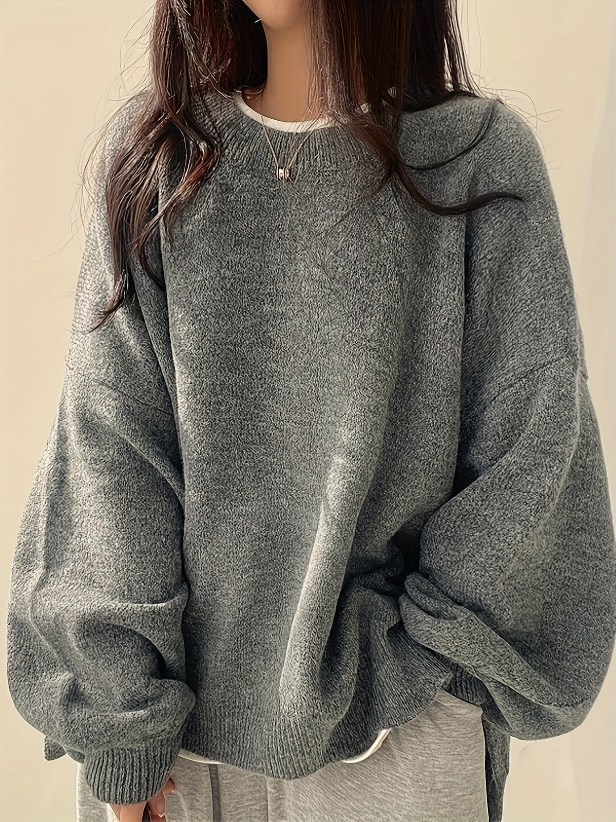 Women's Drop Shoulder Sweater, Relaxed Knit Pullover, S-2XL