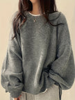 Women's Drop Shoulder Sweater, Relaxed Knit Pullover, S-2XL