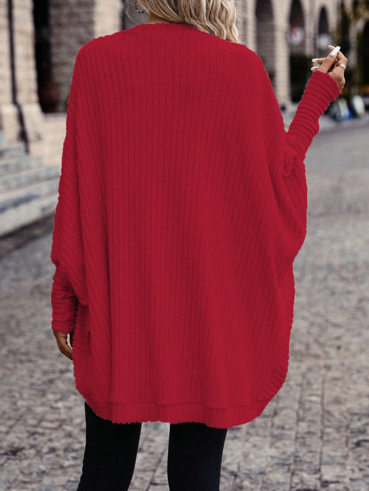 Women's Open Front Cardigan, Ribbed Knit Layering Cardigan