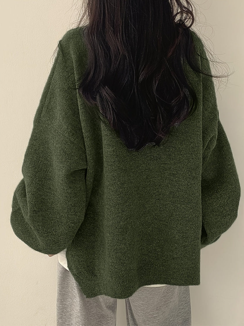 Women's Drop Shoulder Sweater, Relaxed Knit Pullover, S-2XL