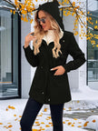 Women's Hooded Jacket, Lined Drawstring Waist Zip Up Jacket with Pockets, S-2XL