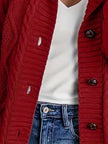 Women's Hooded Cardigan, Plush Lined Button Front Cardigan with Pockets, S-L