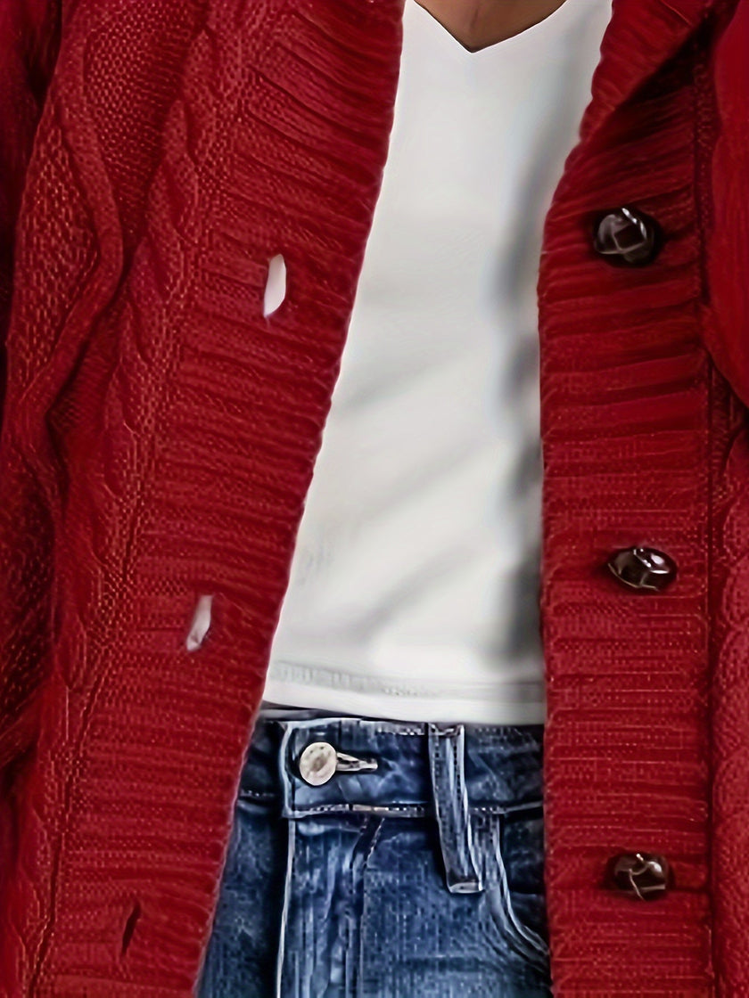 Women's Hooded Cardigan, Plush Lined Button Front Cardigan with Pockets, S-L